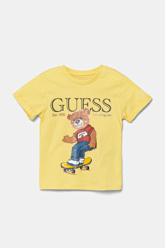 Guess tricou de bumbac pentru copii print galben N5GI04.K8HM4.PPYA