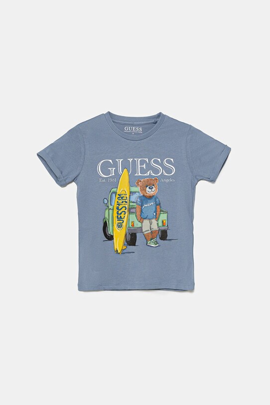 Guess t-shirt bawełniany dziecięcy nadruk fioletowy N5GI04.K8HM4.PPYA