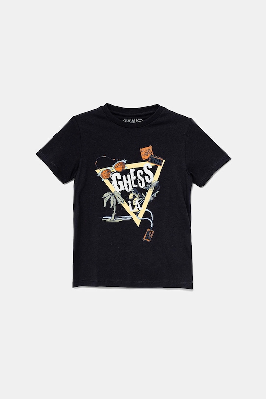 Otroška bombažna kratka majica Guess Okrogel mornarsko modra N5GI05.K8HM4.PPYA