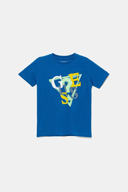 Dětské bavlněné tričko Guess kulatý modrá N5GI10.K8HM4.PPYA