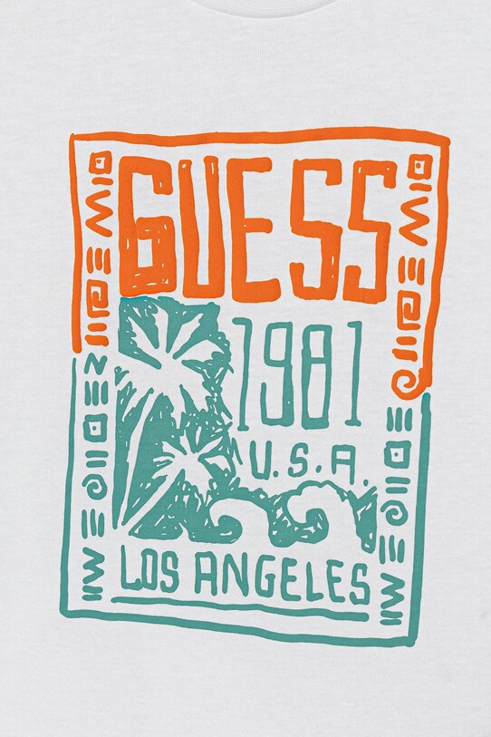Мальчик Детская хлопковая футболка Guess N5GI16.K8HM4.PPYA белый