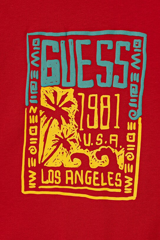 Chłopiec Guess t-shirt bawełniany dziecięcy N5GI16.K8HM4.PPYA czerwony