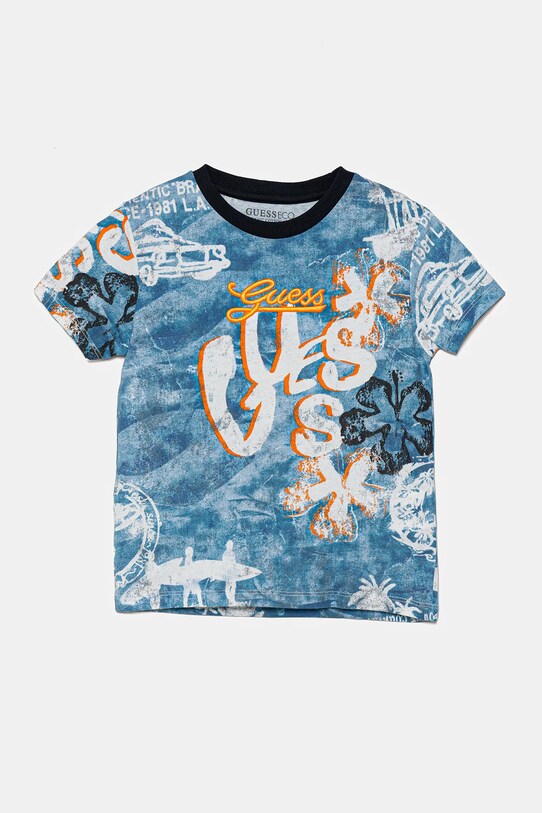 Guess tricou de bumbac pentru copii imprimeu albastru N5GI19.K8HM4.PPYA