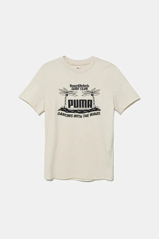 Puma t-shirt bawełniany dziecięcy MID90S Graphic Tee III nadruk beżowy 685152.B