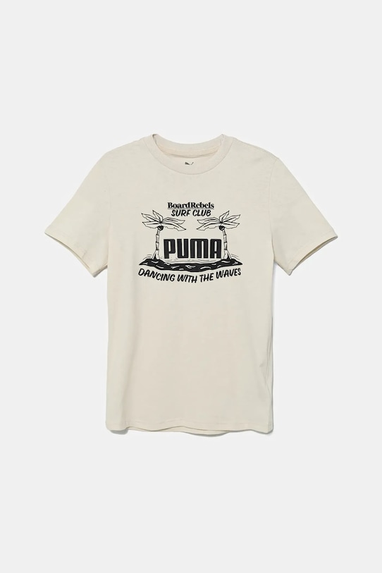Dětské bavlněné tričko Puma MID90S Graphic Tee III kulatý béžová 685152.B