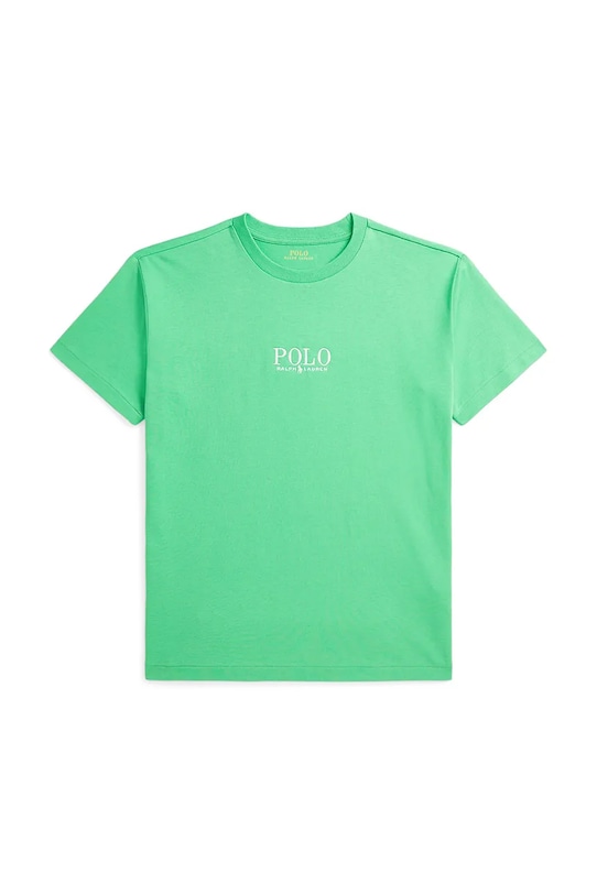 Βαμβακερό μπλουζάκι Polo Ralph Lauren στρογγυλό πράσινο 323964779003