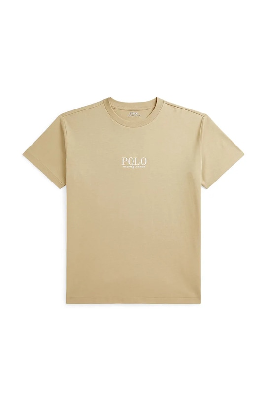 Βαμβακερό μπλουζάκι Polo Ralph Lauren στρογγυλό μπεζ 323964779005