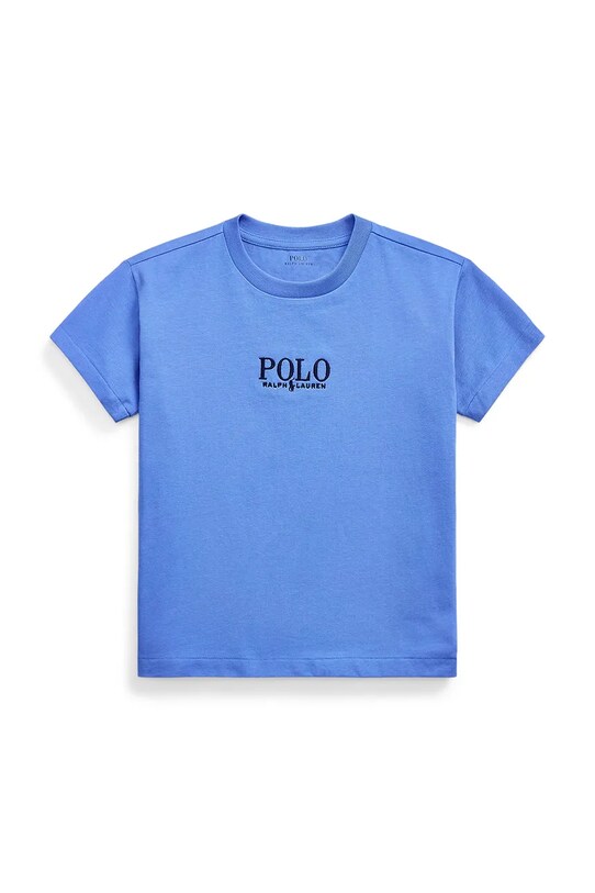 Детская хлопковая футболка Polo Ralph Lauren аппликация голубой 322964779004