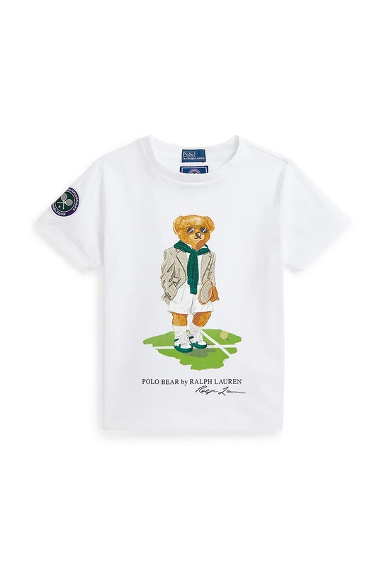 Polo Ralph Lauren tricou de bumbac pentru copii Wimbledon Collection print alb 322967651001
