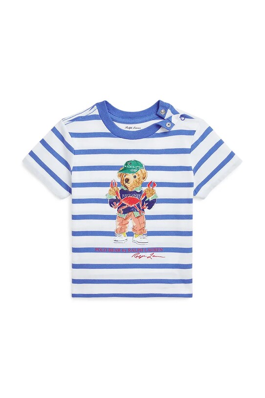 Детская хлопковая футболка Polo Ralph Lauren узор голубой 320965904001