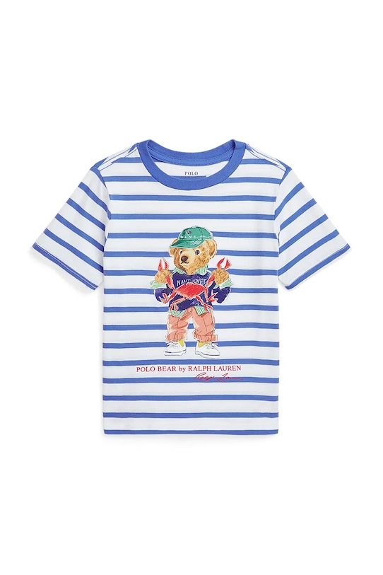 Дитяча бавовняна футболка Polo Ralph Lauren візерунок блакитний 322965904001