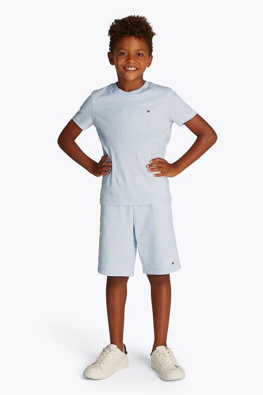 Детская хлопковая футболка Tommy Hilfiger KB0KB06879.74.122.PPYA голубой