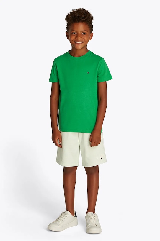 Detské bavlnené tričko Tommy Hilfiger bavlna zelená KB0KB06879.74.122.PPYA