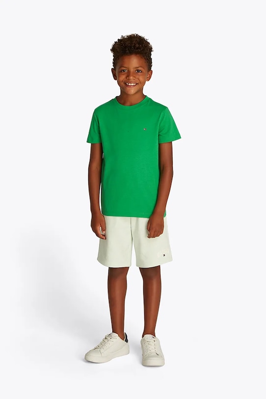 Παιδικό βαμβακερό μπλουζάκι Tommy Hilfiger πράσινο KB0KB06879.128.176.PPYA