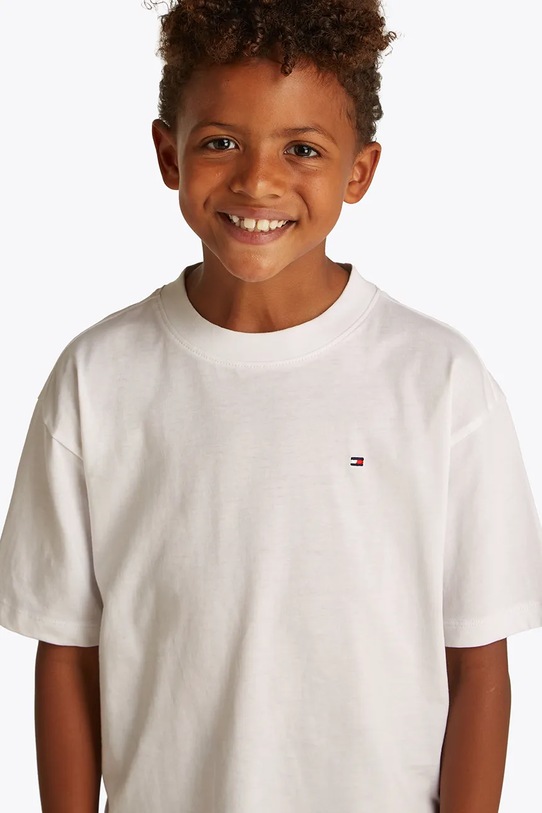 Παιδικό βαμβακερό μπλουζάκι Tommy Hilfiger KB0KB09646.PPYA λευκό
