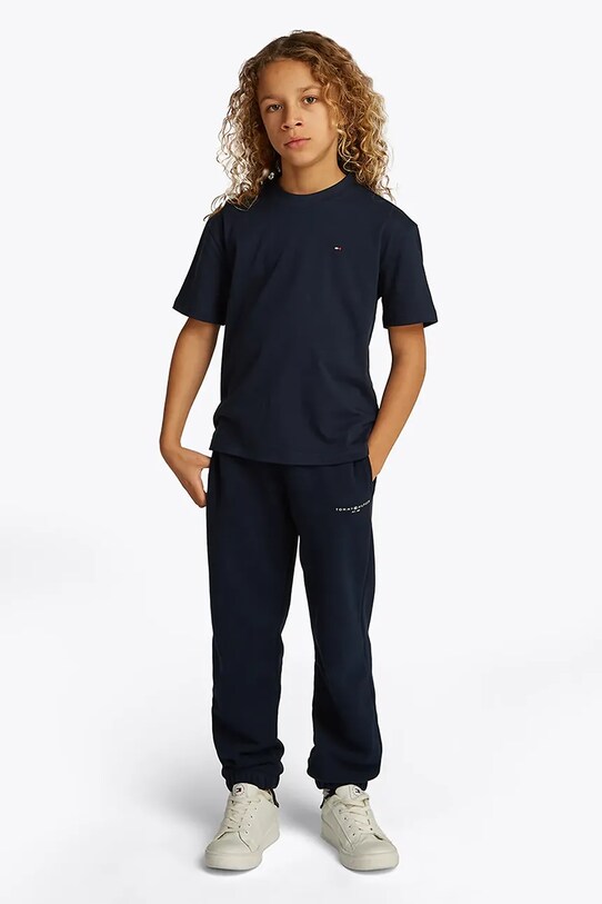 Dětské bavlněné tričko Tommy Hilfiger kulatý námořnická modř KB0KB09646.PPYA