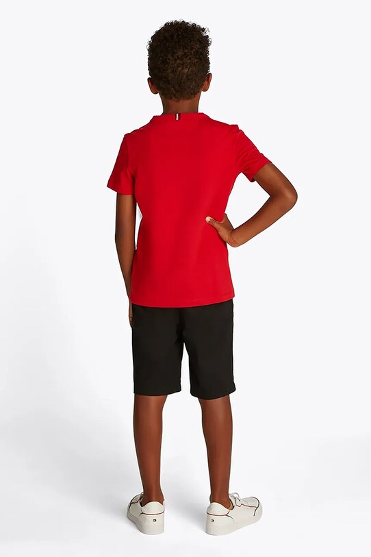 Tommy Hilfiger t-shirt bawełniany dziecięcy czerwony KB0KB09532.128.176.PPYA
