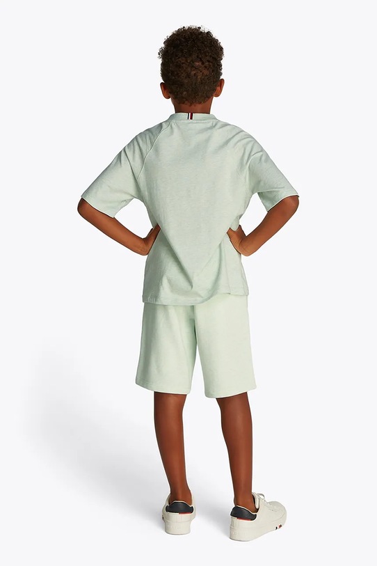 Παιδικό βαμβακερό μπλουζάκι Tommy Hilfiger πράσινο KB0KB09533.128.176.PPYA