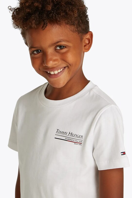 Tommy Hilfiger tricou de bumbac pentru copii KB0KB09537.74.122.PPYA alb