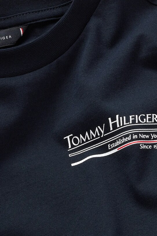 Хлопчик Дитяча бавовняна футболка Tommy Hilfiger KB0KB09537.128.176.PPYA темно-синій