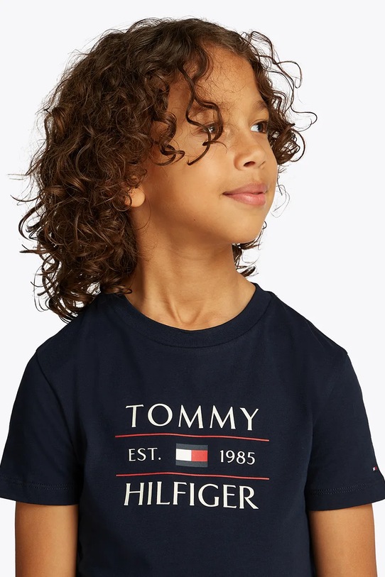 Detské bavlnené tričko Tommy Hilfiger KB0KB09538.74.122.PPYA tmavomodrá
