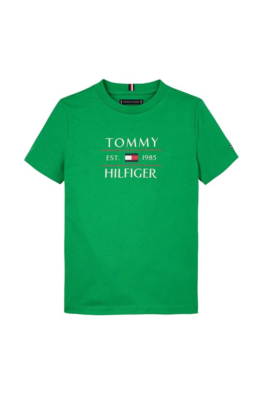 Детская хлопковая футболка Tommy Hilfiger KB0KB09538.74.122.PPYA зелёный SS25