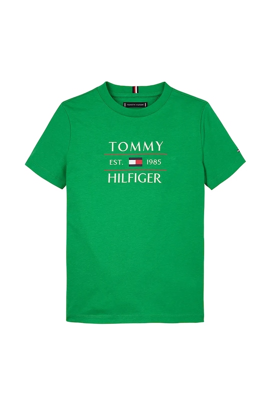 Tommy Hilfiger t-shirt bawełniany dziecięcy KB0KB09538.74.122.PPYA zielony SS25