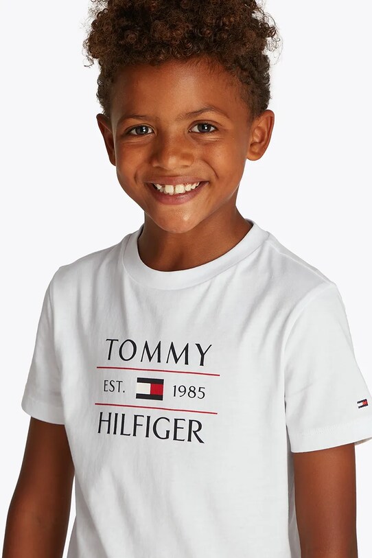 Tommy Hilfiger tricou de bumbac pentru copii KB0KB09538.128.176.PPYA alb