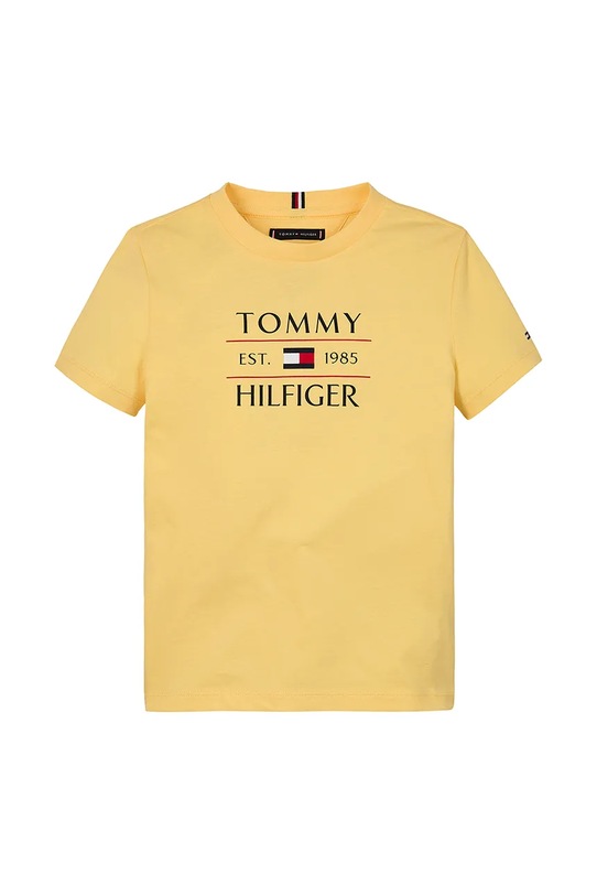 Tommy Hilfiger tricou de bumbac pentru copii KB0KB09538.128.176.PPYA galben SS25