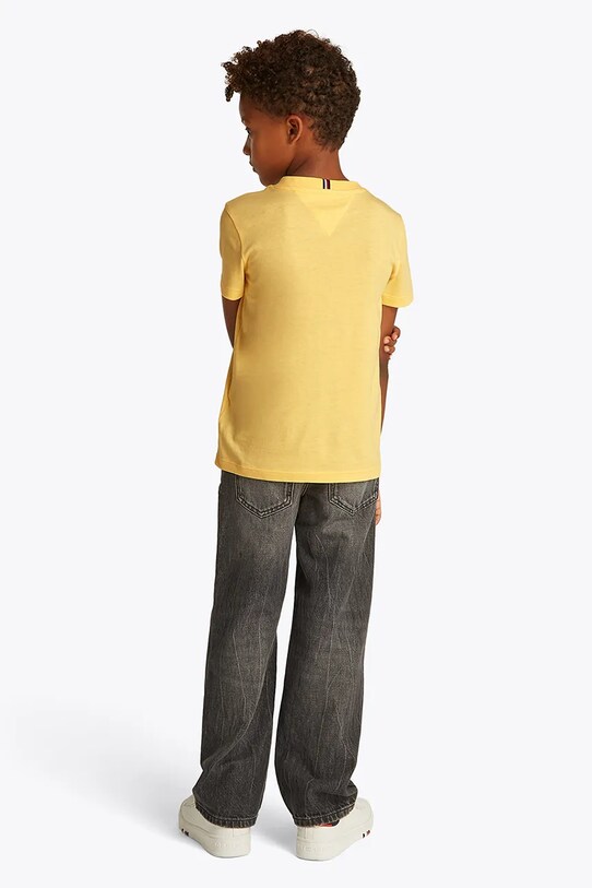 Tommy Hilfiger tricou de bumbac pentru copii galben KB0KB09538.128.176.PPYA