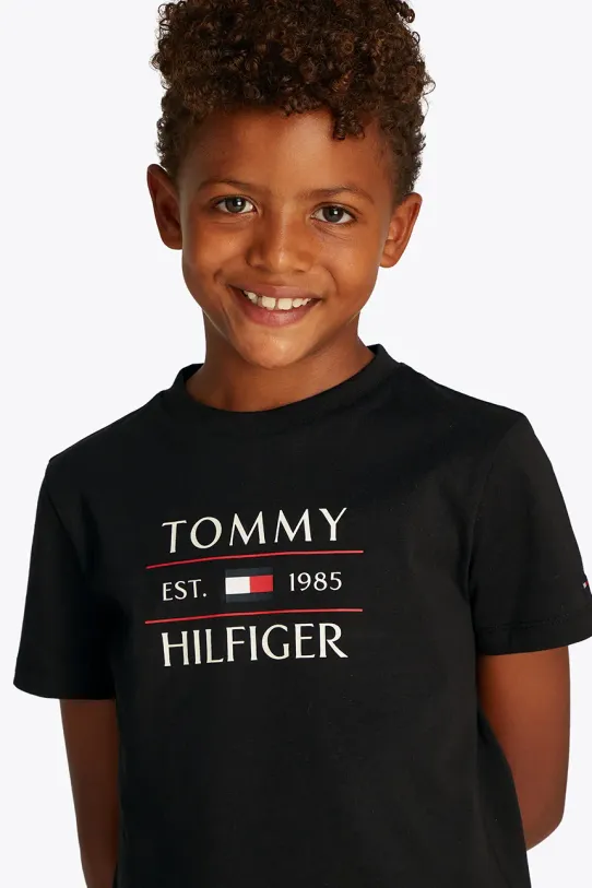 Дитяча бавовняна футболка Tommy Hilfiger KB0KB09538.128.176.PPYA чорний