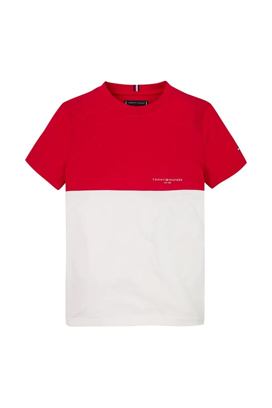 Tommy Hilfiger t-shirt bawełniany dziecięcy KB0KB09617.116.122.PPYA czerwony SS25