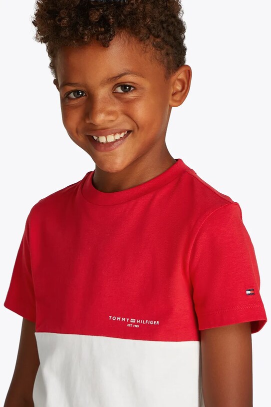 Tommy Hilfiger t-shirt bawełniany dziecięcy KB0KB09617.116.122.PPYA czerwony