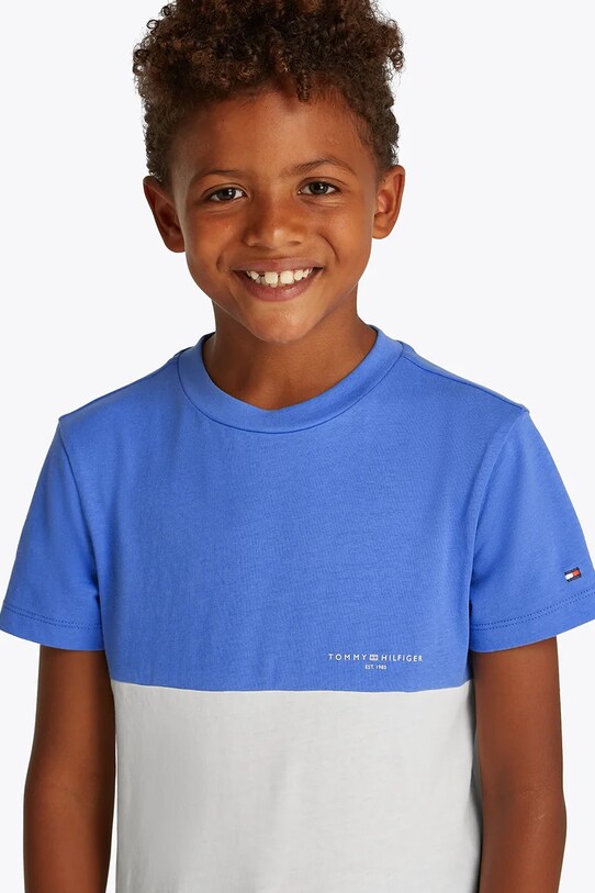 Tommy Hilfiger tricou de bumbac pentru copii KB0KB09617.128.176.PPYA albastru