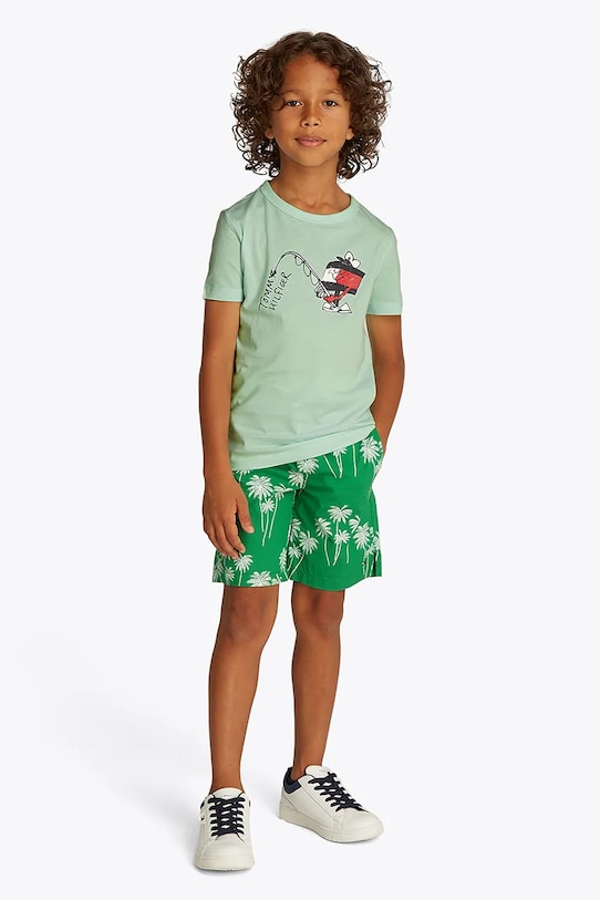 Tommy Hilfiger maglietta in cotone per bambini cotone verde KB0KB09648.74.122.PPYA