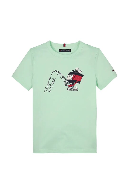 Tommy Hilfiger maglietta in cotone per bambini KB0KB09648.74.122.PPYA verde SS25