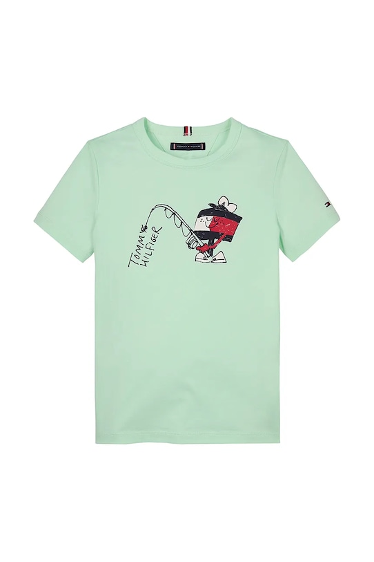 Tommy Hilfiger t-shirt bawełniany dziecięcy KB0KB09648.74.122.PPYA zielony SS25