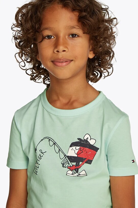 Tommy Hilfiger maglietta in cotone per bambini KB0KB09648.74.122.PPYA verde