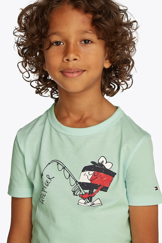 Tommy Hilfiger t-shirt bawełniany dziecięcy KB0KB09648.74.122.PPYA zielony