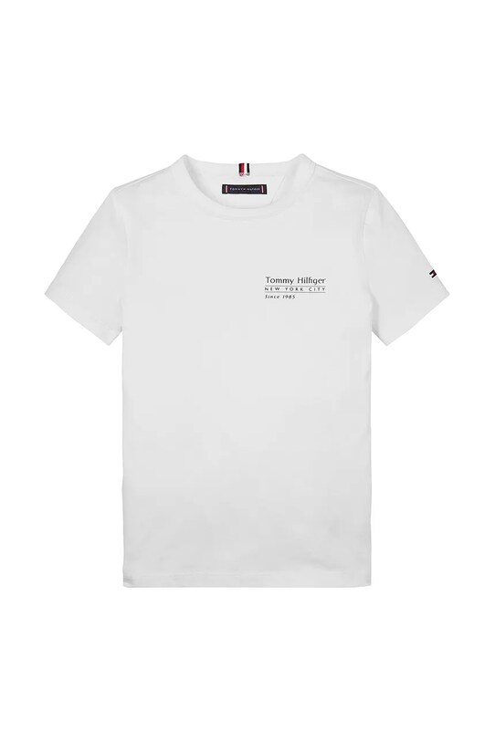 Детская хлопковая футболка Tommy Hilfiger KB0KB09648.128.176.PPYA белый SS25
