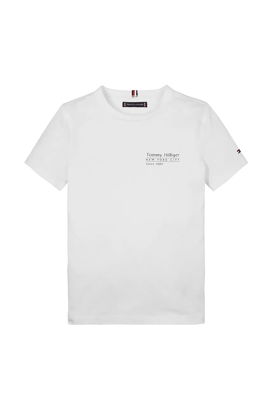 Детская хлопковая футболка Tommy Hilfiger KB0KB09648.128.176.PPYA белый SS25
