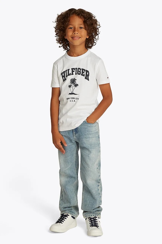 Tommy Hilfiger tricou de bumbac pentru copii print alb KB0KB09649.128.176.PPYA