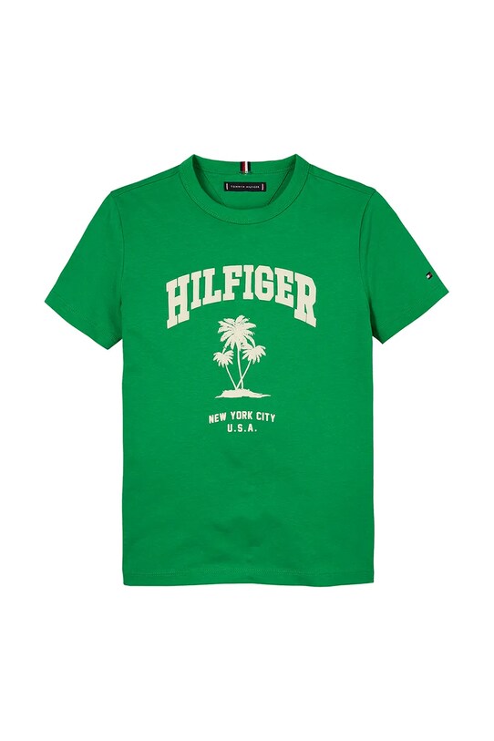 Tommy Hilfiger tricou de bumbac pentru copii KB0KB09649.128.176.PPYA verde SS25