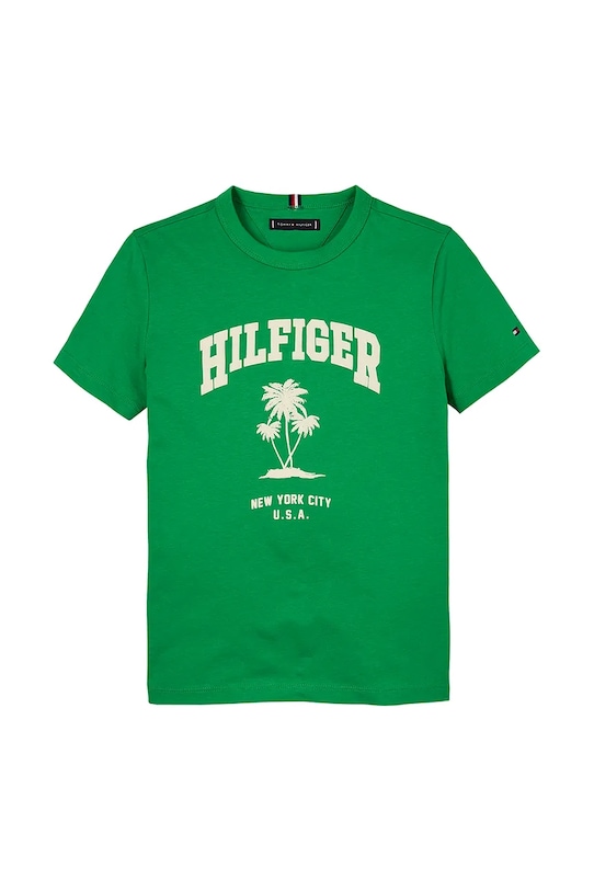 Tommy Hilfiger t-shirt bawełniany dziecięcy KB0KB09649.128.176.PPYA zielony SS25