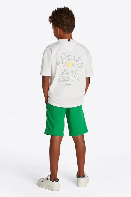 Дитяча бавовняна футболка Tommy Hilfiger бавовна білий KB0KB09650.128.176.PPYA