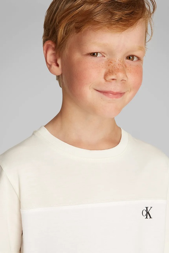 Otroška bombažna kratka majica Calvin Klein Jeans 2-pack IB0IB02441.104.116.PPYA bež