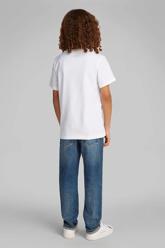Мальчик Детская хлопковая футболка Calvin Klein Jeans IB0IB02447.104.116.PPYA белый