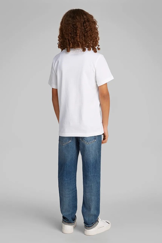 Dječaci Dječja pamučna majica kratkih rukava Calvin Klein Jeans IB0IB02447.104.116.PPYA bijela