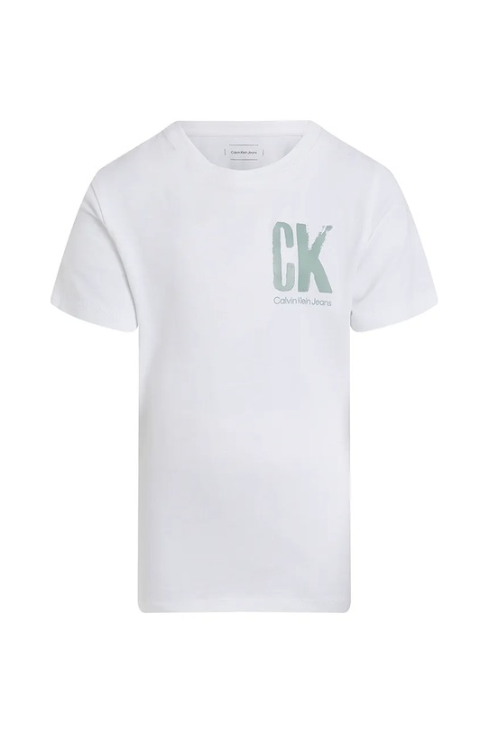 Детская хлопковая футболка Calvin Klein Jeans IB0IB02447.128.176.PPYA белый SS25