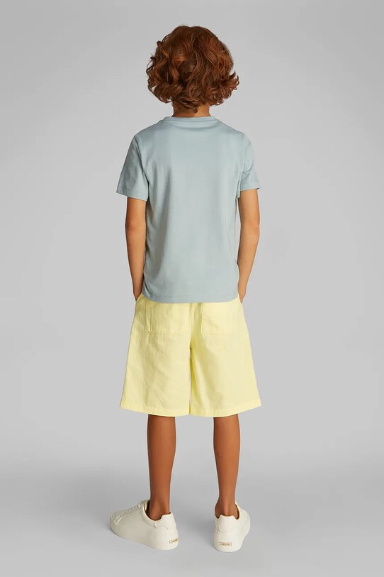 Детская хлопковая футболка Calvin Klein Jeans бирюзовый IB0IB02447.128.176.PPYA
